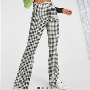 NWT ASOS Petite Jersey Checkered Flared Pants US Women’s Size 12